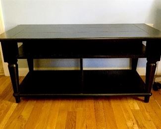 Item #103:  Wood coffee table/TV stand (Black).  Apprx. 40"Lx20Dx18"H:  $35