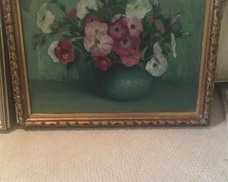 Item #34:  Floral painting.  apprx.  22"x20. $65