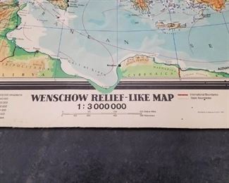 RARE Large Vintage Mid Century Europe 1967 10th ed Wenschow Wall School Map measures 64 1/2" wide by 71" tall $175