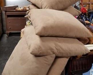 (8) 24" x 24" Taupe nova suede upscale pillows $395 for 8