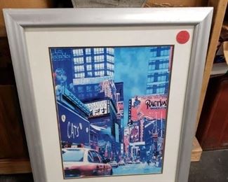 Framed & matted watercolor On Broadway New York 28.25"W x 34.25"H $300
