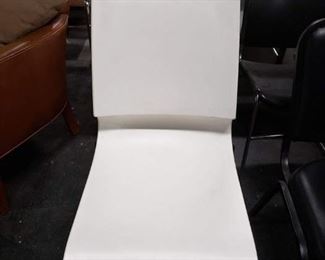 (4) MaxDesign Ricciolina Made in Italy Retro White poly stack chairs chrome frames Was $395 Now $250 for all 4