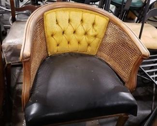 Vintage wicker & wood curved back chair (needs work) $75