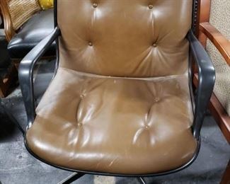 Vintage MCM brown vinyl arm chair on wheels (arms need to be refastened) $250
