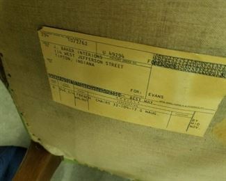 Vintage Olive green vinyl stud wooden framed armchair $250