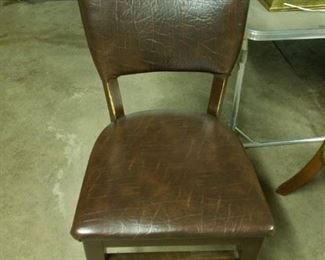 Vintage Thonet brown vinyl padded studded dining side chair $95