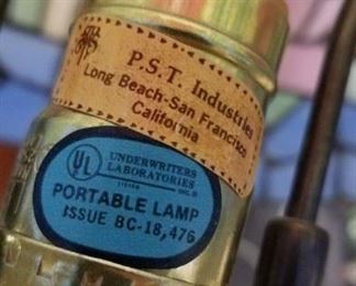 Paul Sahlin Tiffany Industries Stained glass tiffany lamp with ornate brass base $250