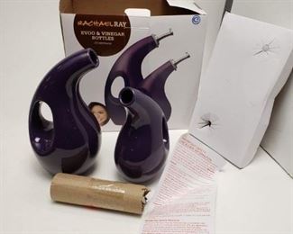 Rachel Ray Purple EVOO & Vinegar bottles new in box $25  