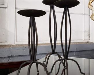 Black painted 3 sizes metal candle holders $15