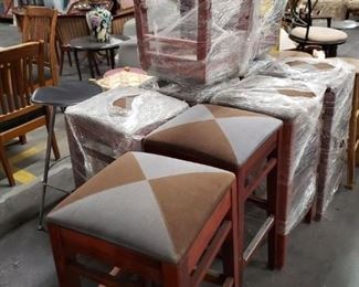 9 Gar Furniture gray & brown nova suede fabric cherry wood frame square stools Were $125 now $75 each