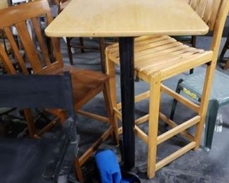 (1) 24 x 24 Solid wood tall cocktail table with pedestal base $75 