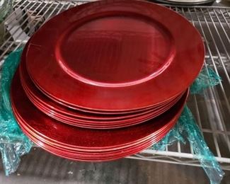 12+ Red metallic charger plates $15 
