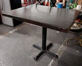 8 Assorted size 2" thick restaurant espresso stain solid maple tables with pedestal bases $125 & up