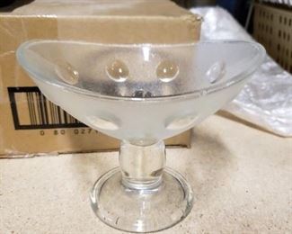 (6) Libbey footed dish (1) has a chip on edge $30 