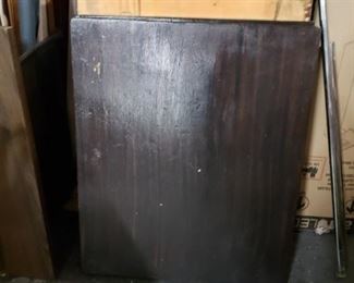 8 Assorted size 2" thick restaurant espresso stain solid maple tables with pedestal bases $125 & up