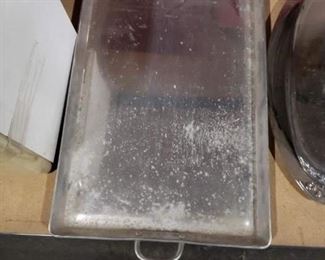Large heavy gauge metal silver tray with handles $50 
