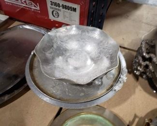 Hammered Aluminum platters & bowls Call 
