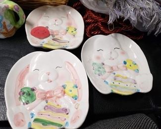 3 ceramic bunny plates $10 for 3 