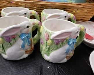 (4) Ceramic bunny mugs $10  