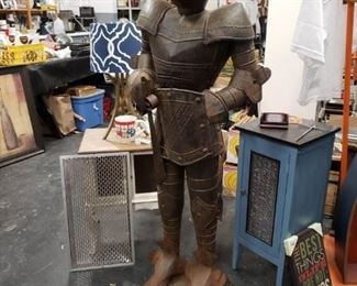 63" Knight in armor on stand (has some rust) $295 