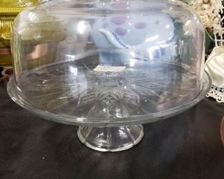 Glass cake plate with cover $25 