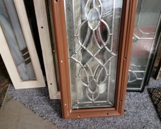Assorted Low E double panel stain & leaded glass inserts Offering 30% off all remaining stock. Original price starts $95 to $575 before discount.    FEATURED   Small in front 7.5"w X 18.5"h WAS $95  NOW $75 
