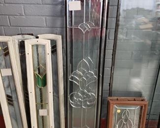 Assorted Low E double panel stain & leaded glass inserts Offering 30% off all remaining stock. Original price starts $95 to $575 before discount.   (2) AVAILABLE  FEATURED in center  8"w X 48"h WAS $250 NOW $175 each WITH DISCOUNT 