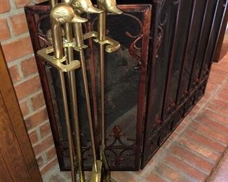Brass fireplace set $32