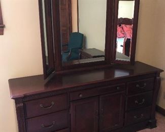 Cherry dresser with mirror $360