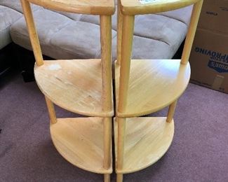 Two wood corner tables $36 for set