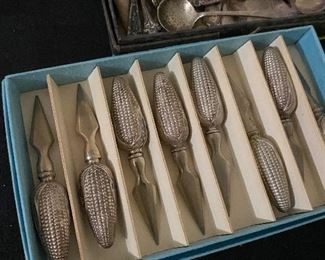 Vintage set of sterling silver corn holders