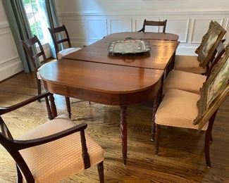 Rare 9’ long Sheraton dropleaf sectional dining room table... early 19th century. truly one of a kind piece in great condition. Original purchase price was $2000 in the early 60s from an antique store in New York.