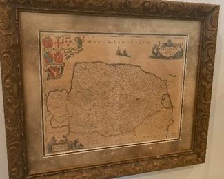 Beautiful Antique English Framed Map with Authenticity Papers.