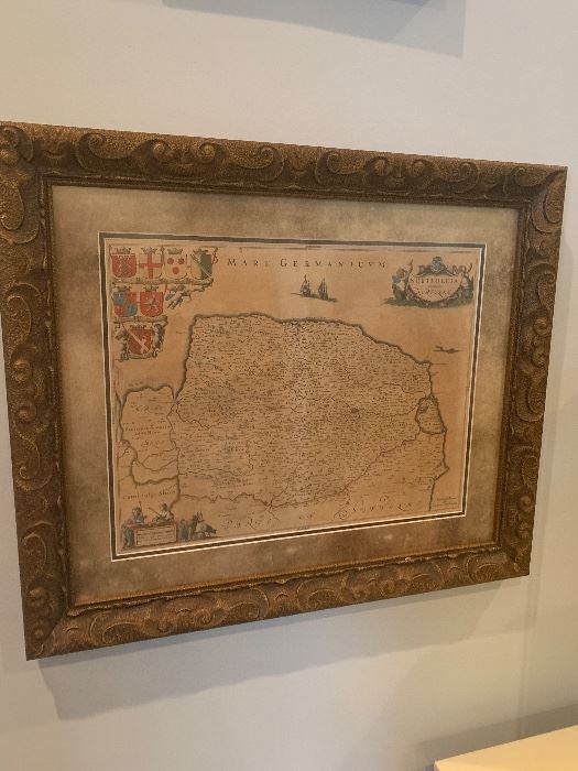 Beautiful Antique English Framed Map with Authenticity Papers.