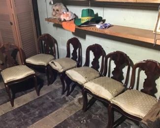 6 Antique Chairs needing upholstery.