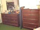 Vintage bedroom suit, including chest, dresser and bed