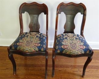 Pair of antique tapestry seat chairs $100 for the pair