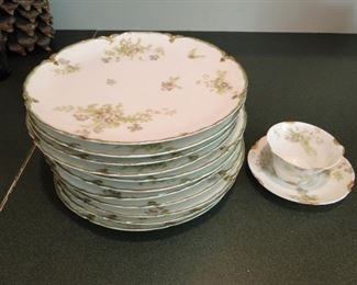 Limoges dishes 11 plates one teacup/saucer. These are vintage  6 plates are chipped. $40