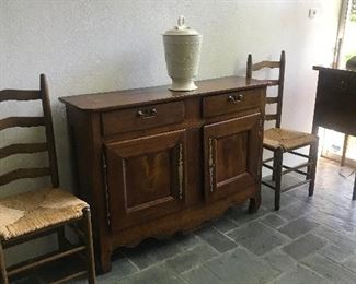 Antique French Sideboard & Ladder Back Chairs