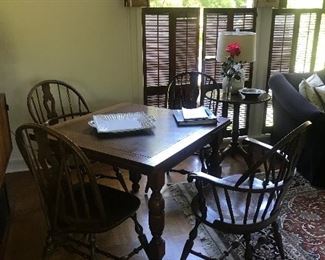 Antique Pub Table & Set of 4 Windsor Chairs