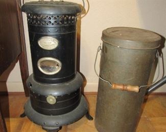 Kerosene heater and cream bucket