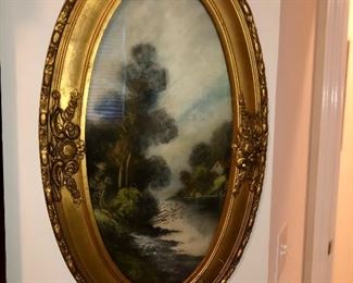 Antique oval framed painting