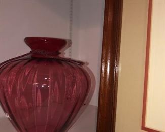 handblown pink vases
