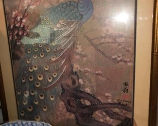 oriental peacock print
