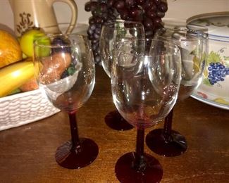 cranberry stem wine glasses