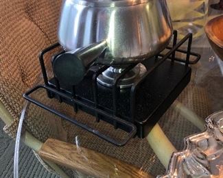 Never used fondue pot, burner grill and dipping forks
