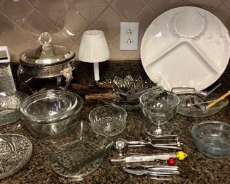 variety of serving pieces