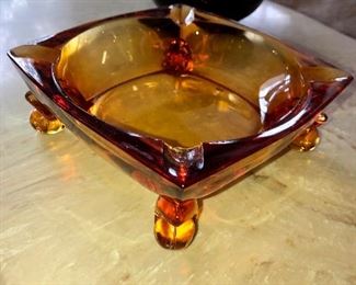 Art glass footed ashtray
