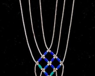 Liquid Silver and Bead Estate Necklace