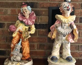 Pair of 24” Capodimonte clowns, A  pair Of 20” clowns, one of each in photo.  There is also a set of 4 - 15” Clowns. 